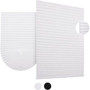 Adhesive Temporary Pleated Shades 6 Packs Light Filtering Paper Pleated Blinds No Drill No Tools Cordless Shades for Indoor Cut to Size Window Blinds Shades for Home, 35.43"W X 70.86"H, White