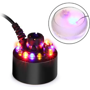AGPtek Color Changing 12 LED Mist Maker Fogger Water Fountain Pond Fog Atomizer Air Humidifier with USB Adapter