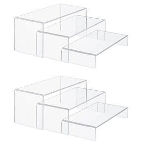 رافعات عرض HBlife 6 قطع (8"، 8.4"، 8.8")، رف عرض مستطيل بعرض 4 بوصات، حامل عرض أكريليك لشخصيات Funko Pop مجوهرات العطور كب كيك، متوسط ​​شفاف in Kuwait