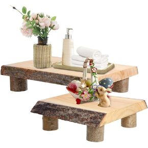 حامل عرض المزرعة 2 قطعة حامل خشبي بقاعدة ديكور طبيعي حامل خشبي للديكور المنزلي، ديكور الحمام، ديكور المطبخ بوهو (11.4*7.9+7.9*7.9 بوصة) in Kuwait