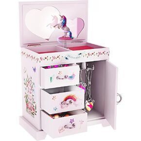 Unicorn Musical Jewelry Box for Kids - Unicorn Gifts for Girls, Ages 3-8, Best Princess Room Unicorn Toys Gift for Age 3, 4, 5, 6, 7, 8 Year Old Little Girl - Birthday Present Toy Ideas Music Box