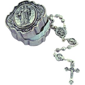 Mini Rosary Gift Set | Colored Enamel Accents | Christian Jewelry (Mary Help the Christians - Plain, No Enamel)