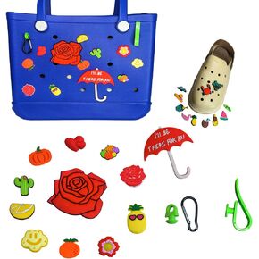 CHENMEIYOUPIN Decoration Charms for bogg Bag Accessories nurse tote bags rubber beach bag charms include Hooks 2Pcs Charms 10Pcs Large Women Croc Charms2Pcs