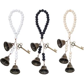OLYCRAFT 3Pcs Witch Bells with Wood Beads for Door Knob Witchcraft Bells Witch Bells Door Knob Hanger Pagan Bell Decor Wood Beads Antique Magic Keys Witch Bells for Witchy Room Home Decor Witchy Gifts