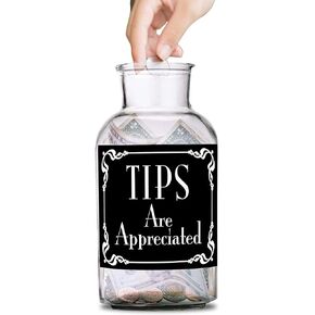 Glass Tips Jar for Money, Tip Box For Bartender, Bars, Money Container, Tip Bucket for Musicians, Tip Jar for Restaurants, Glass Tip Boxes (tip)
