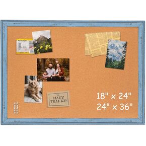 لوحة إعلانات لوحة الفلين - 4 أفكار مقاس 24 × 18 بوصة لوحة مذكرة الفلين مع إطار خشبي أبيض طراز عتيق للعرض وتنظيم المنزل والمكتب والمطبخ، 10 دبابيس دفع in Kuwait