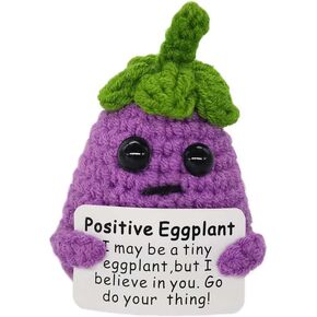 Cute Positive Funny Potato Head with Card 3inch Mini Crochet Knitted Cheer Up Creative Gifts for Decoration (redtomato)