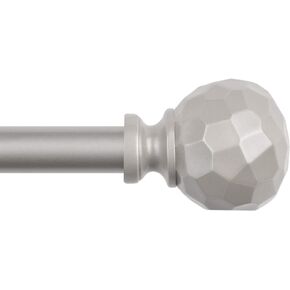SZXIMU Curtain Rod 5/8 Inch Single Drapery Rods for Windows with Diamond Pattern Finials, 48-86", Nickel