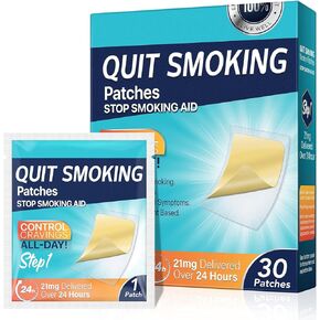 Quit Smoking Patches Step 1 Stop Smoking Aids Patches, 30 Count Quit Smoking Stickers That Work with 2 Weeks, Anti Smoking Patches 21mg, Blue