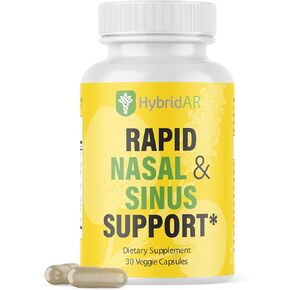 HybridAR Rapid Nasal & Sinus Support – Allergy Supplement – Fast Acting Non-Drowsy Allergy Relief - Sinus and Nasal Relief - Natural Antihistamine, Quercetin, Butterbur, Andrographis - 10 Capsules