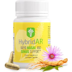 HybridAR Rapid Nasal & Sinus Support – Allergy Supplement – Fast Acting Non-Drowsy Allergy Relief - Sinus and Nasal Relief - Natural Antihistamine, Quercetin, Butterbur, Andrographis - 10 Capsules