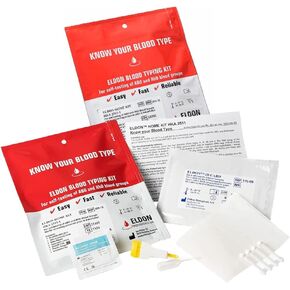 Eldoncard Blood Typing Kit, 2 Tests, Know Your Blood Type, Instant Home Testing Kit, A, O, B, Rhs-D Negative and Positive Blood Types Tested For
