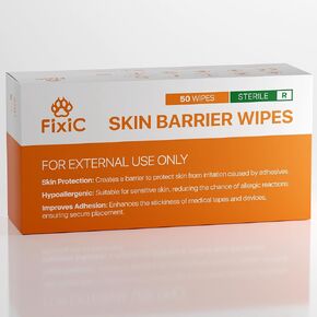 Fixic Skin Barrier Wipes - 50 PCS - Premium Skin Prep Protective Wipes - Skin Adhesive Wipes to Create the Barrier between Skin and Attachments - Skin Glue Wipes to Increase the Adhesive Tape Effect!