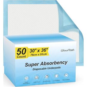 50 Count 30" x 36" Super Absorbency Disposable Underpads, Leakproof Quick Drying, Baby Puppy & Adults Bed Pads Disposable Adults, Dog Pee Pads Extra Large, XXL Incontinence Pads