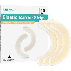 20 Pcs Elastic Ostomy Barrier Strips, Medical Grade Hydrocolloid Waterproof Leak, Pressure Sensitive Skin Adhesive Tape for Ileostomy Bags, Urostomy Barrier Tape for Colostomy Stoma Bags