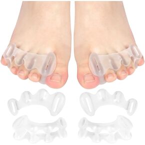 unribeau Toe Separators to Correct Bunions, Adjustable Toe Straighteners for Hammertoes, Bunion Corrector for Relieve Feet Pain, Toe Spacers for Women Men - 1 Pair (Clear)