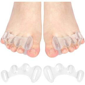 unribeau Toe Separators to Correct Bunions, Adjustable Toe Straighteners for Hammertoes, Bunion Corrector for Relieve Feet Pain, Toe Spacers for Women Men - 1 Pair (Clear)