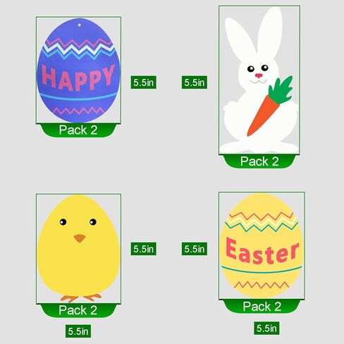 زينة دوامة معلقة لعيد الفصح - عبوة من 36 قطعة | زينة عيد الفصح - زينة على شكل أرنب بيضة عيد الفصح، زخارف من رقائق معدنية معلقة للمنزل والمكتب والمدرسة - لوازم زينة لحفلات عيد الفصح in Kuwait