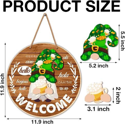 Interchangeable Welcome Sign for Front Door DIY Holiday Seasonal Gnome Wreath Wood Sign Decoration with Detachable Hats and Swappable Pieces Door Home Wall Decor (21 Pcs) in Kuwait