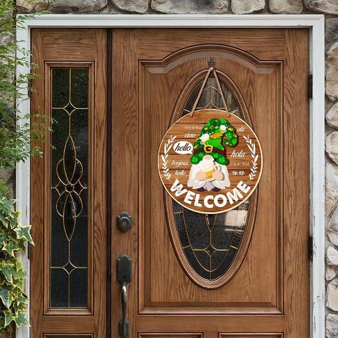 Interchangeable Welcome Sign for Front Door DIY Holiday Seasonal Gnome Wreath Wood Sign Decoration with Detachable Hats and Swappable Pieces Door Home Wall Decor (21 Pcs) in Kuwait