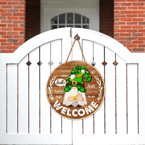 Interchangeable Welcome Sign for Front Door DIY Holiday Seasonal Gnome Wreath Wood Sign Decoration with Detachable Hats and Swappable Pieces Door Home Wall Decor (21 Pcs) in Kuwait