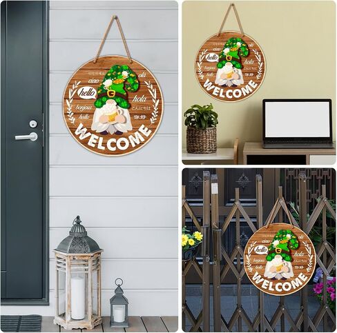 Interchangeable Welcome Sign for Front Door DIY Holiday Seasonal Gnome Wreath Wood Sign Decoration with Detachable Hats and Swappable Pieces Door Home Wall Decor (21 Pcs) in Kuwait