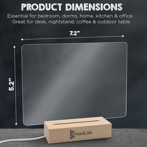 BroadLab Clear Acrylic Desk Organizer Dry Erase Manifestation Board with Light Up Wooden Stand for Notes 7.2 x 5.2 inch Mini LED Drawing Pad Sign Message Lightboard Writing Boards Memo Letterboard in Kuwait
