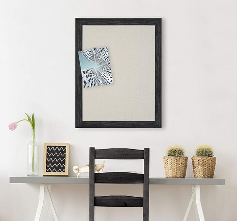 DesignOvation Beatrice Square Framed Oversized Linen Fabric Pinboard, 31" x 31", Rustic Brown, Chic Transitional Wall Organizer in Kuwait