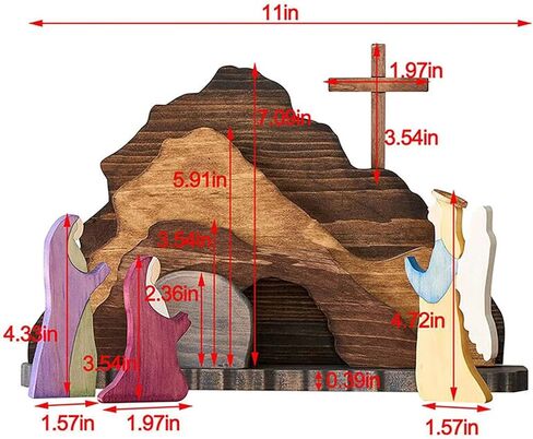 مشهد عيد الفصح الديكور الخشبي، مشهد القيامة عيد الفصح مجموعة هدايا ديكور المنزل، زخارف مشهد ميلاد يسوع، تمثال الربيع المسيحي للمنزل زينة عيد الفصح للمنزل، الطاولة، المكتب in Kuwait