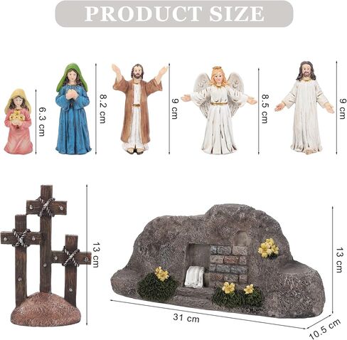 Fovths 7 Pack Easter Cross Shaped Resin Table Decor Easter Resin Tabletop Ornaments Brown Cross Jesus Nun Statue Centerpieces Decor for Home Easter Holiday Decoration in Saudi Arabia