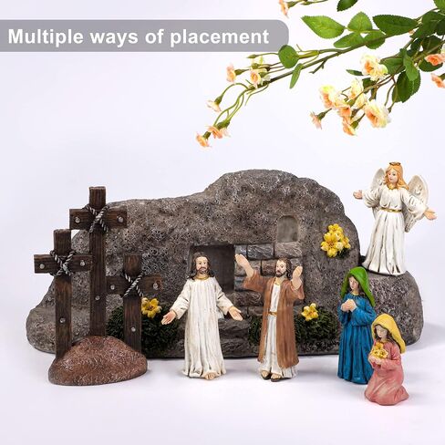 Fovths 7 Pack Easter Cross Shaped Resin Table Decor Easter Resin Tabletop Ornaments Brown Cross Jesus Nun Statue Centerpieces Decor for Home Easter Holiday Decoration in Saudi Arabia