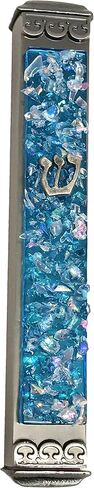 Tamara Baskin Art Glass Art Glass Mezuzah - 3.5 بوصة - سهل التركيب - حافظة معدنية مقاومة للطقس - صندوق هدايا ولفائف غير موافق للشريعة اليهودية - مصنوع يدويًا في الولايات المتحدة الأمريكية (أسود) in Saudi Arabia