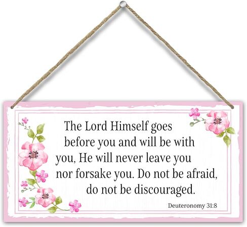 The Lord Himself Goes Before You - Hanging Wood Plaque with Rope, Inspirational Printed Wood Plaque Sign Hanging for Study Door Office, Wall Art Home Farmhouse Decoration Gift for Christian -C14 in Saudi Arabia