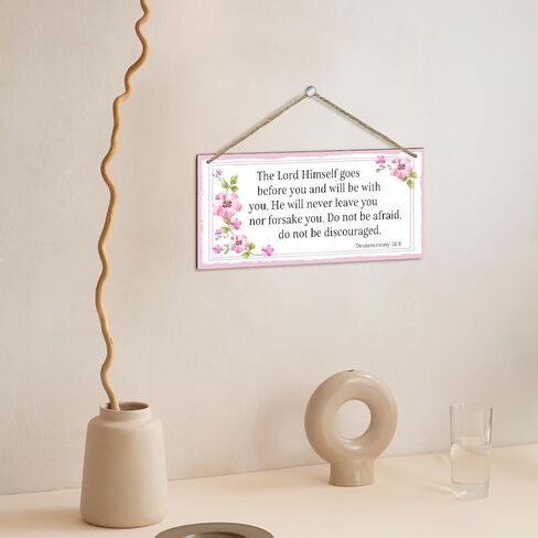 The Lord Himself Goes Before You - Hanging Wood Plaque with Rope, Inspirational Printed Wood Plaque Sign Hanging for Study Door Office, Wall Art Home Farmhouse Decoration Gift for Christian -C14 in Saudi Arabia