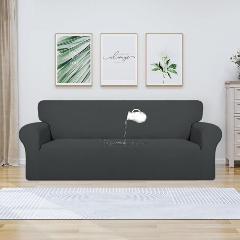 PureFit 100% Dual Waterproof Couch Cover Slipcovers for Couches and Sofas - Stretch Non Slip Fleece Sofa Covers Washable, Leakproof Furniture Protector for Kids, Pets, Dog (Recliner, Beige) in Kuwait