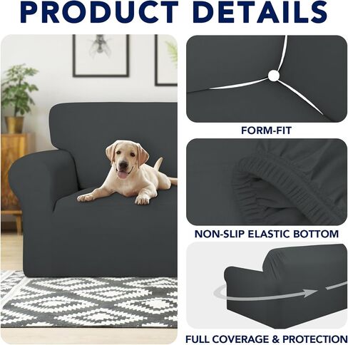 PureFit 100% Dual Waterproof Couch Cover Slipcovers for Couches and Sofas - Stretch Non Slip Fleece Sofa Covers Washable, Leakproof Furniture Protector for Kids, Pets, Dog (Recliner, Beige) in Kuwait