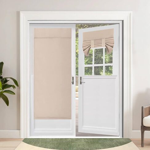 ستائر الأبواب الفرنسية المعتمة من OutdoorLines، ظلال زجاجية معزولة حراريًا للخصوصية، ستائر نافذة تريشيا سهلة التركيب، ستارة الباب الأمامي، W26 × L68 بوصة، أسود، لوحة واحدة in Kuwait