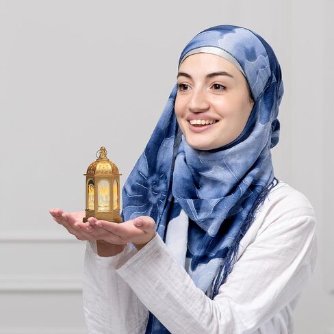 6 قطع زينة فانوس رمضان، مصباح LED صغير لعيد مبارك على شكل قمر رمضان، فانوس شمعة معلق، فانوس ذهبي إسلامي إسلامي لديكور المنزل على سطح الطاولة، لوازم الحفلات الإبداعية in Saudi Arabia