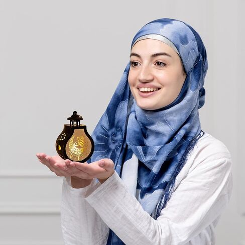 6 قطع زينة فانوس رمضان، مصباح LED صغير لعيد مبارك على شكل قمر رمضان، فانوس شمعة معلق، فانوس ذهبي إسلامي إسلامي لديكور المنزل على سطح الطاولة، لوازم الحفلات الإبداعية in Saudi Arabia