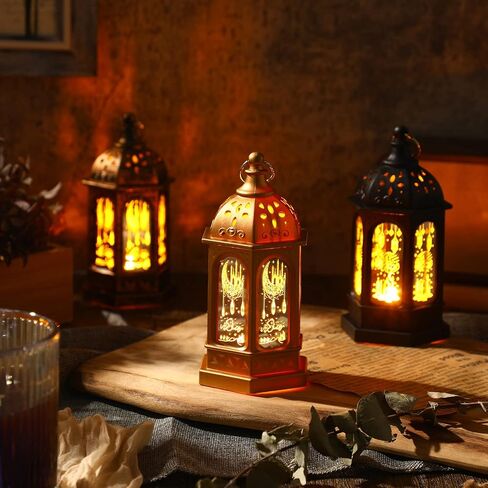 6 قطع من Blulu فانوس رمضان على الطراز المغربي شموع LED مزخرفة عتيقة، فانوس معلق يعمل بالبطارية، ضوء عيد مبارك للمنزل، الفناء، الطاولة، ديكور المهرجانات، ضوء نجمة القمر in Saudi Arabia