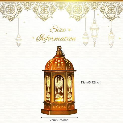 6 قطع من Blulu فانوس رمضان على الطراز المغربي شموع LED مزخرفة عتيقة، فانوس معلق يعمل بالبطارية، ضوء عيد مبارك للمنزل، الفناء، الطاولة، ديكور المهرجانات، ضوء نجمة القمر in Saudi Arabia