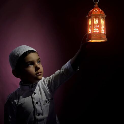6 قطع من Blulu فانوس رمضان على الطراز المغربي شموع LED مزخرفة عتيقة، فانوس معلق يعمل بالبطارية، ضوء عيد مبارك للمنزل، الفناء، الطاولة، ديكور المهرجانات، ضوء نجمة القمر in Saudi Arabia