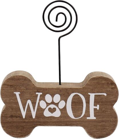 Hanna Roberts Decorative Dog Picture Holder, Woof With Paw Print, 4" x 4.5" in Kuwait