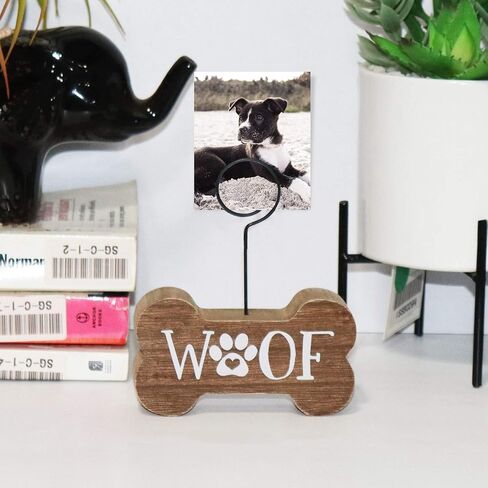 Hanna Roberts Decorative Dog Picture Holder, Woof With Paw Print, 4" x 4.5" in Kuwait