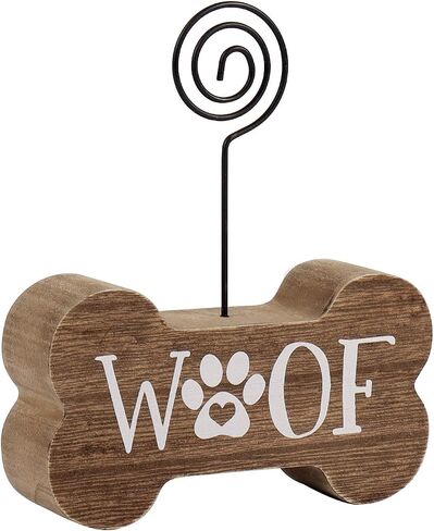 Hanna Roberts Decorative Dog Picture Holder, Woof With Paw Print, 4" x 4.5" in Kuwait