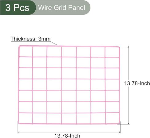 YOKIVE 3Pcs Iron Wire Grid Panel, Decorative Panels Board | Photo Pictures Display Holders Hanging Frame for Home Office (Pink, 14"x14") in Saudi Arabia