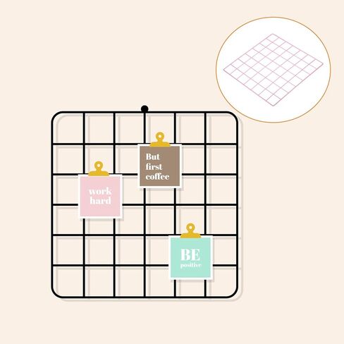 YOKIVE 3Pcs Iron Wire Grid Panel, Decorative Panels Board | Photo Pictures Display Holders Hanging Frame for Home Office (Pink, 14"x14") in Saudi Arabia