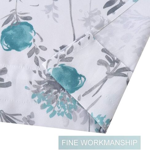 ستائر Haperlare لنوافذ المطبخ، ستائر مقهى مطبوعة بالأزهار، جيب قضيب متعدد الألوان بتصميم زهور ورقية، مجموعة ستائر نصف نافذة للحمام، 27 بوصة × 24 بوصة، أزرق مخضر/رمادي، مجموعة من 2 in Kuwait