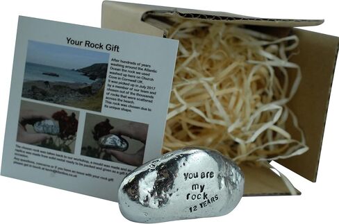 Pirantin 12th Anniversary You are My Rock Gift Idea - Solid Metal Heavy Polished Rock Gift for 12 Year Anniversary in Saudi Arabia