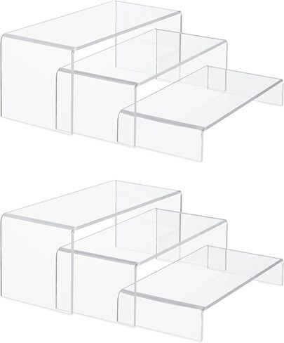 HBlife 6 PCS Display Risers (8",8.4",8.8") , 4 inch Wide Rectangular Showcase Collectibles Display Shelf, Acrylic Display Stand for Funko Pop Figures Cupcake Perfume Jewelry, Clear Medium in Saudi Arabia